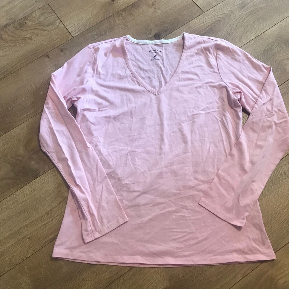 Nautica Light Pink Long Sleeve V-Neck